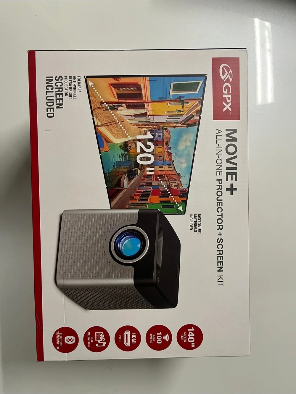 Portable Home Movie Video Projector & Screen with Remote